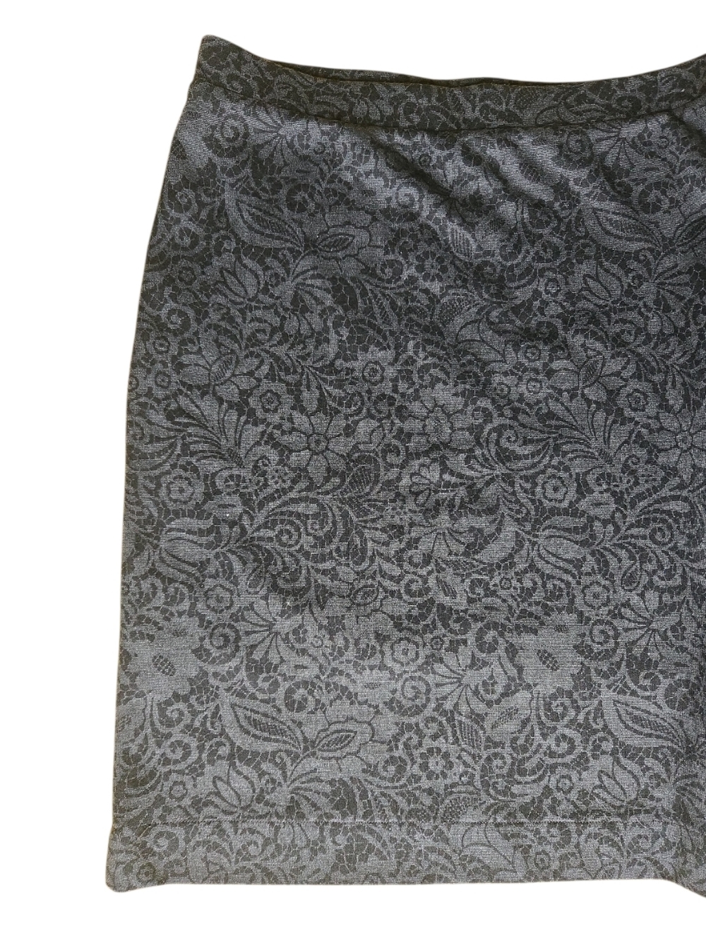 Bordeaux Anthropologie Charcoal Grey Floral Jacquard Pencil Skirt - M